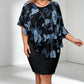 👗 50% RABATT NU! 🌸 Women's Floral Print Cape Bodycon Dress – Elegant Cape Overlay & Bodycon Fit – Perfekt för Bröllop, Fester & Speciella Tillfällen ✨