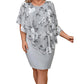👗 50% RABATT NU! 🌸 Women's Floral Print Cape Bodycon Dress – Elegant Cape Overlay & Bodycon Fit – Perfekt för Bröllop, Fester & Speciella Tillfällen ✨