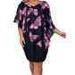 👗 50% RABATT NU! 🌸 Women's Floral Print Cape Bodycon Dress – Elegant Cape Overlay & Bodycon Fit – Perfekt för Bröllop, Fester & Speciella Tillfällen ✨