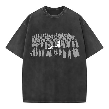 👕 50 % RABATT NU! 🎨 Herr Vintage Tvättad Grafisk T-shirt – unikt folkmotiv, ledig passform & streetwear-estetik ✨