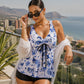 👙 50 % RABATT NU! 🌊 Dam magkontroll tvådelad tankini – stödjande, figurnära & blommig HD-print ✨