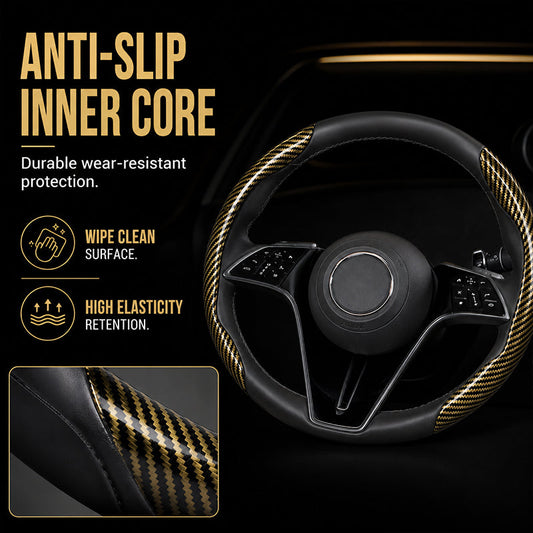 🏎️ 50 % RABATT NU! 🎮 Universellt rattöverdrag i kolfiber – ergonomisk fjärilsdesign, halkskyddad & snabb montering – för bättre grepp och kontroll 🏁