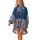 👗 50 % RABATT NU! 🦋 Dam vintage blommig hög krage cape-klänning – flytande silhuett, boho-print & eleganta ärmar – perfekt för fest och semester 🌺