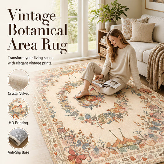 🌺 50 % RABATT NU! 🦋 Lättskött blommig matta – elegant design med fjärilar & blommor – mjuk komfort för vardagsrummet och sovrummet 🏠
