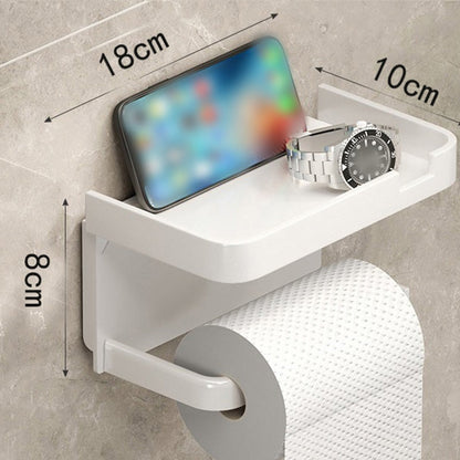 🧻 50 % RABATT NU! 📦 Wall-Mounted Toilet Paper Holder with Storage Shelf – borrfri installation, förvaringsfack & vattentålig PP – perfekt för badrummet 🚿