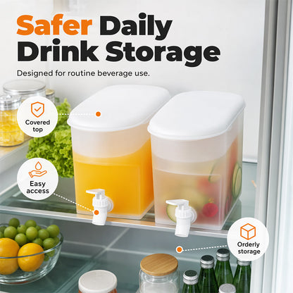 🧊 50 % RABATT NU! 🥤 3,5L dryckesbehållare med inbyggd kran – PP-material av livsmedelskvalitet, stor öppning & platsbesparande design – perfekt för kylskåpet ☀️