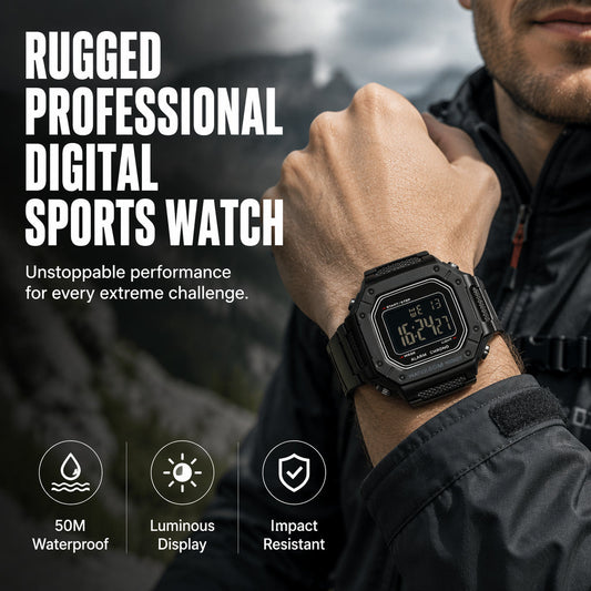 ⌚ 50 % RABATT NU! 🌊 Herr vattentålig digital klocka med LED-lysande display – 50M vattentålig, stöttålig ABS & ergonomisk sportpassform – perfekt för äventyr 🏔️