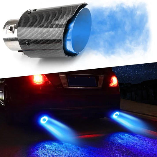 🚗 50 % RABATT NU! 🔥 LED-bilmodifieringsdel – kolfiberavgasrör med eldsprutande ljuseffekt & ljuddämpning 💨