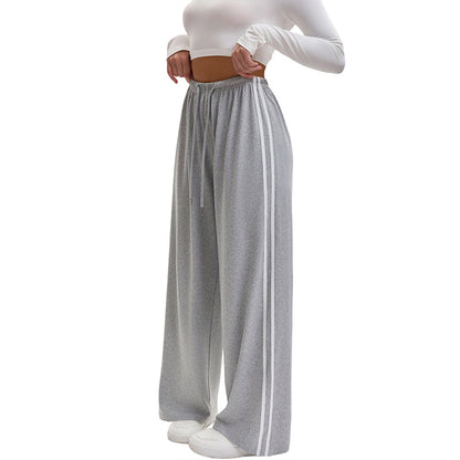 👖 50 % RABATT NU! 🌸 Dambyxor med vida ben – mjukt fall, hög midja & sportig sidorand – perfekt för yoga, resor och vardag 🧘‍♀️