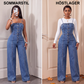 👗 50 % RABATT NU! 🌊 Kvinnors jeansoverall med spaghettiband och vida ben – chic, rörlig & perfekt för sommaren – vintagecharm möter modern stil ☀️