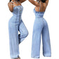 👗 50 % RABATT NU! 🌊 Kvinnors jeansoverall med spaghettiband och vida ben – chic, rörlig & perfekt för sommaren – vintagecharm möter modern stil ☀️