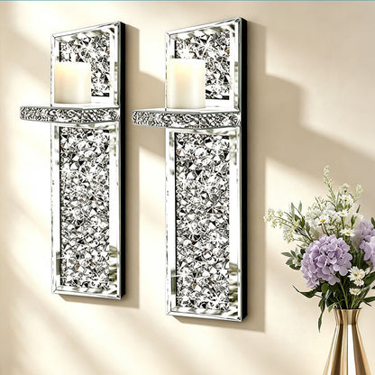 🕯️ 50 % RABATT NU! ✨ Krossade kristallgljuslyktor för vägg – set om 2 speglande lampetter med varm mysbelysning 🏠