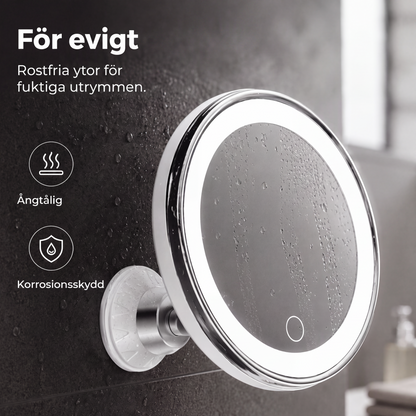 💄 50 % RABATT NU! 🔍 10x förstorande sminkspegel med LED-ljus och sugkopp – perfekt för felfri makeup och hudvård ✨