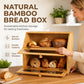 🍞 50 % RABATT NU! 🎋 Bamboo double-layer bread storage box – naturlig bambu, dubbellager vertikal kapacitet & handgjord kvalitet – perfekt för köksförvaring 🏡