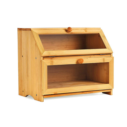 🍞 50 % RABATT NU! 🎋 Bamboo double-layer bread storage box – naturlig bambu, dubbellager vertikal kapacitet & handgjord kvalitet – perfekt för köksförvaring 🏡
