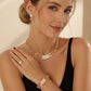💎 50 % RABATT NU! ✨ Elegant smyckesset med strass, 4 delar – halsband, örhängen, armband & ring – perfekt för bröllop och fester 🎀
