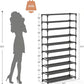 👟 50 % RABATT NU! 🏠 10-tier vertical shoe rack organizer – platsbesparande, stor kapacitet & bonus sidokrokar – perfekt för hallen och garderoben ✨