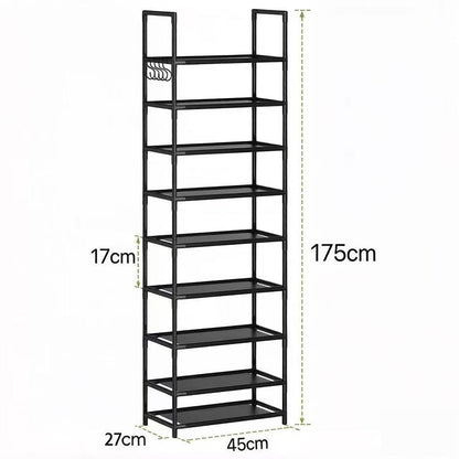 👟 50 % RABATT NU! 🏠 10-tier vertical shoe rack organizer – platsbesparande, stor kapacitet & bonus sidokrokar – perfekt för hallen och garderoben ✨