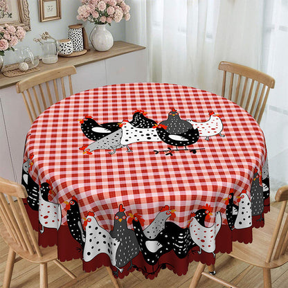 🐓 50 % RABATT NU! 🍽️ Röd rutig tuppduk – skydd mot spill, högkvalitativ polyester & vågmönstrad spets – perfekt för festliga måltider och vardagsbruk 🌾