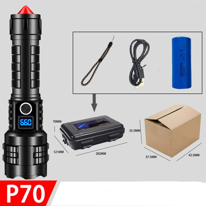 🔦 50 % RABATT NU! ⚡ Högeffekts uppladdningsbar ficklampa – 90 000 lumen, 7 lägen & 10 000 mAh – perfekt för camping, nödsituationer och dagligt bruk 🏕️