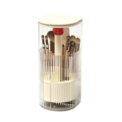 💄 50 % RABATT NU! 🧹 Elegant dammsäker sminkborste-organisatör – tryck-upp förvaring, flera fack & skyddslock – perfekt för toalettbordet 💅