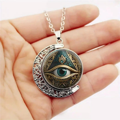 👁️ 50 % RABATT NU! ✨ Halsband med vintage-hänge i form av det allseende ögat – mystisk design, lätt & slitstark – perfekt för vardag och fest 🖤