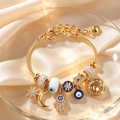 🌙 50 % RABATT NU! ✨ Celestial sun moon charm bracelet – sol, måne & stjärnor – justerbar & glänsande – perfekt för vardag och fest 💫
