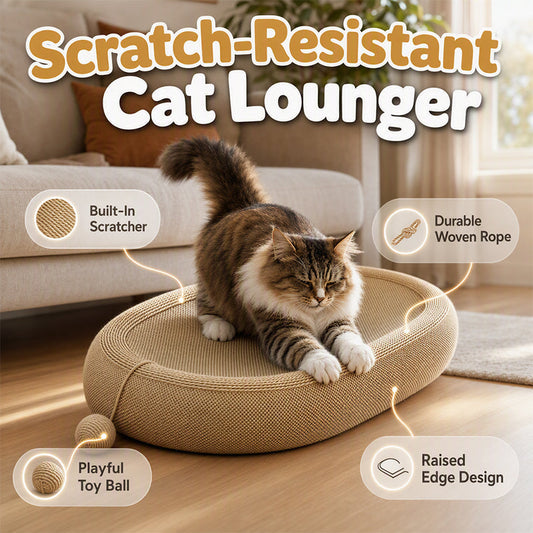 🐱 50 % RABATT NU! 🛏️ Wear-resistant sisal cat scratcher bed – repa, sova & leka – rymlig oval form + kattleksak – rädda din soffa! 🧶