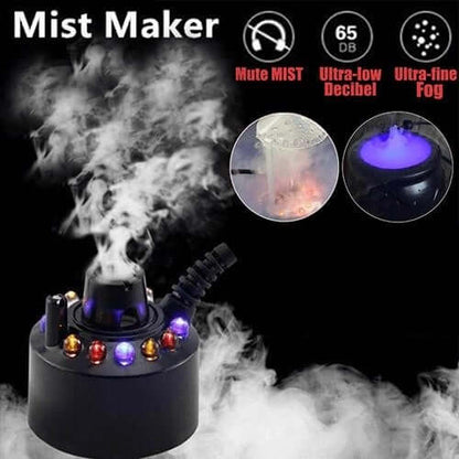 🌫️ 50 % RABATT NU! 💡 12 LED-ultraljudsmisttillverkare – fin dimma, färgväxlande & säker 24V – perfekt för Halloween och dekoration 🎃