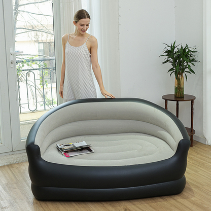 🛋️ 50 % RABATT NU! 💨 Inflatable double sofa – omedelbar komfort, rymlig & premium flockad yta – snabb uppblåsning var som helst 🏠