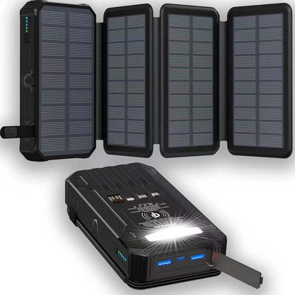 ☀️ 50 % RABATT NU! 🔋 Solcellsladdare – 20 000 mAh, hopfällbar 4-panel, IPX5 & LED-ficklampa – perfekt för camping och nödsituationer 🏕️