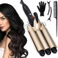 🌀 50 % RABATT NU! 💁‍♀️ 3-barrel locktonger med justerbar temperatur – snabb uppvärmning, keramisk beläggning & antiskållning – perfekt för naturliga vågor 💈