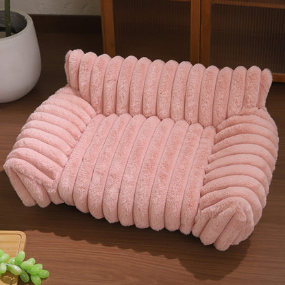 🛋️ 50 % RABATT NU! 🐾 Cozy sofa pet bed – ultramjuk, upphöjda kanter & ribbad plysch – perfekt för katter och hundar 🧸