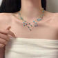 🌸 50 % RABATT NU! 💎 Sparkling multi-layered pendant necklace – fyrlagers design, syntetiska kristaller & guldton – perfekt för vardag och fest 🌙
