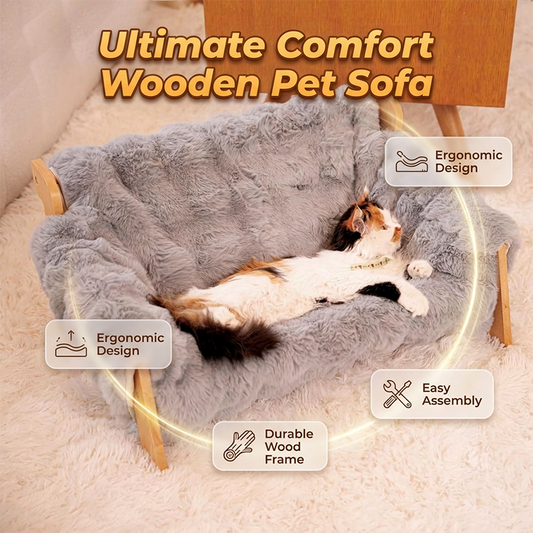 🛏️ 50 % RABATT NU! 🐾 Elevated plush pet bed – träram, tvättbar & stadig – perfekt för hundar och katter – lyxig komfort året runt 🌿
