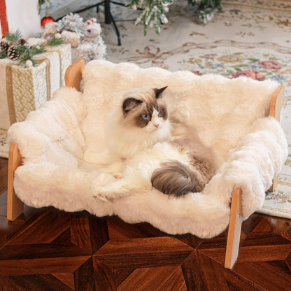 🛏️ 50 % RABATT NU! 🐾 Elevated plush pet bed – träram, tvättbar & stadig – perfekt för hundar och katter – lyxig komfort året runt 🌿