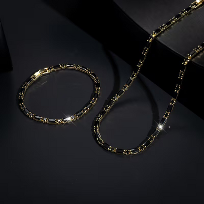 ✨ 50 % RABATT NU! 💎 Glittrande smyckeset för män – halsband & armband – kubisk zirkonia – perfekt för vardag och fest 🖤