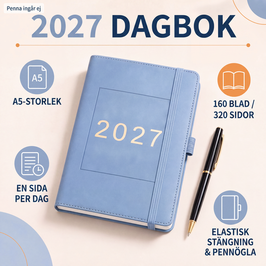 📅 50 % RABATT NU! ✍️ 365-dagars planeringsjournal för 2027 – daglig planering, vanespårning & elastiskt band – perfekt för jobb, skola och hem 🏠