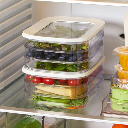 🍱 50 % RABATT NU! 🧊 Klar kyldosa med lock – transparent sikt, stapelbar design & 3 storlekar – organisera ditt kylskåp enkelt 🏠