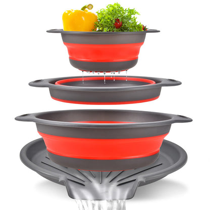 🧺 50 % RABATT NU! 🍽️ 3-delat hopfällbart durkslagsset – med avrinningsbas, platsbesparande & mångsidigt – perfekt för köket 🏠