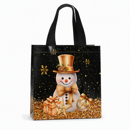 🎄 50 % RABATT NU! 🎁 Svart julklappsväska i non-woven – slitstark, väderbeständig & guldfoliedetaljer – perfekt för elegant julklappsinslagning ✨