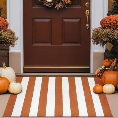 🚪 50 % RABATT NU! 🎃 Randig dörrmatta – hållbar, halksäker & fläckavvisande – perfekt för Halloween och vardag 🏠