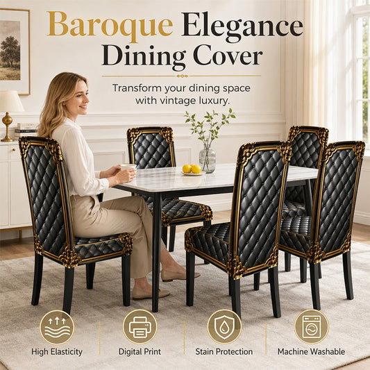👑 50 % RABATT NU! 🪑 Tvättbart stretch stolsöverdrag – barockmönster, högdensitet & perfekt passform – skyddar och förskönar matbordet ✨