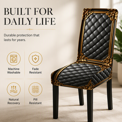 👑 50 % RABATT NU! 🪑 Tvättbart stretch stolsöverdrag – barockmönster, högdensitet & perfekt passform – skyddar och förskönar matbordet ✨