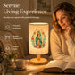 🕯️ 50 % RABATT NU! ✨ Bordslampa i trä med Jungfru Maria-mönster – handgjord, mjukt ljus & helig konst – perfekt för bön och avkoppling 🌹