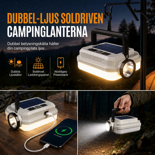 🏕️ 50 % RABATT NU! ☀️ Solcellsdriven LED-campinglykta – uppladdningsbar, väderbeständig & bärbar – perfekt för camping och nödsituationer 🔋