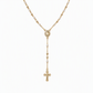 📿 50 % RABATT NU! ✨ Retro guldton Jungfru Maria krucifix kors hänge halsband med pärlad Y-kedja – elegant, 14K pläterad & tidlös – perfekt för vardag och fest 🕊️