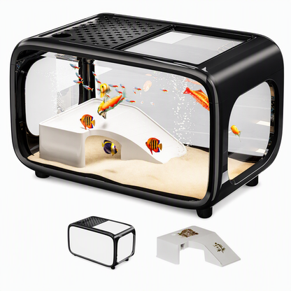 🐠 50 % RABATT NU! 🌊 Elegant panoramabordsakvarium med lock – transparent & dekorativt för hemmet ✨