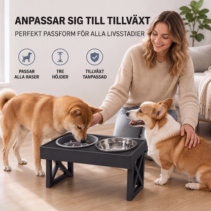 🐕 50 % RABATT NU! 🍽️ Förhöjda hundskålar med långsammatare – justerbar höjd & skålar i rostfritt stål 🦴