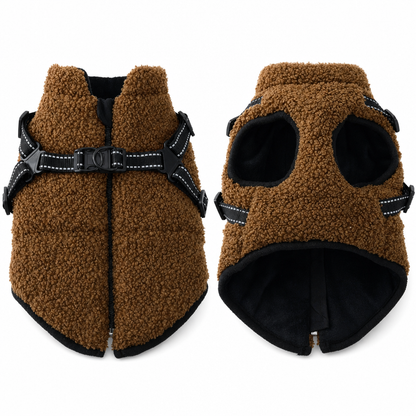 🐕 50 % RABATT NU! ❄️ Varm vinterjacka för hund med reflexband & sele – teddyfleece för små och medelstora hundar ✨